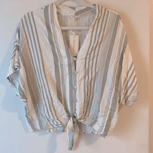 Sun & Sam Heather Grey/White Blouse